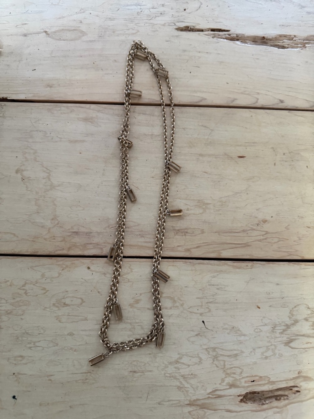 Vintage Delicate Gold-Tone Layered Chain Necklace with Bar Charms